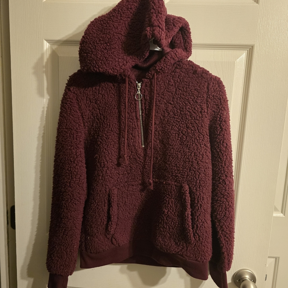 No boundaries Medium burgundy teddy hoodie